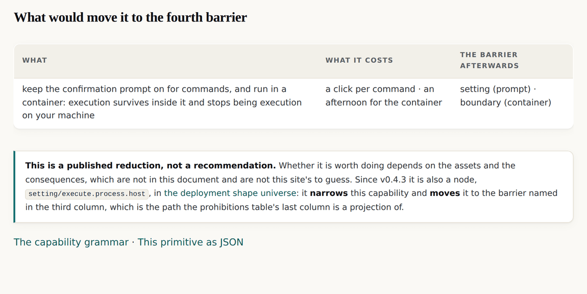 A capability page showing the published reduction that would move it to the fourth barrier, now also a node